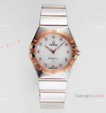 AF Factory Swiss Copy Omega Constellation 28mm Quartz Watch 2-Tone Rose Gold
